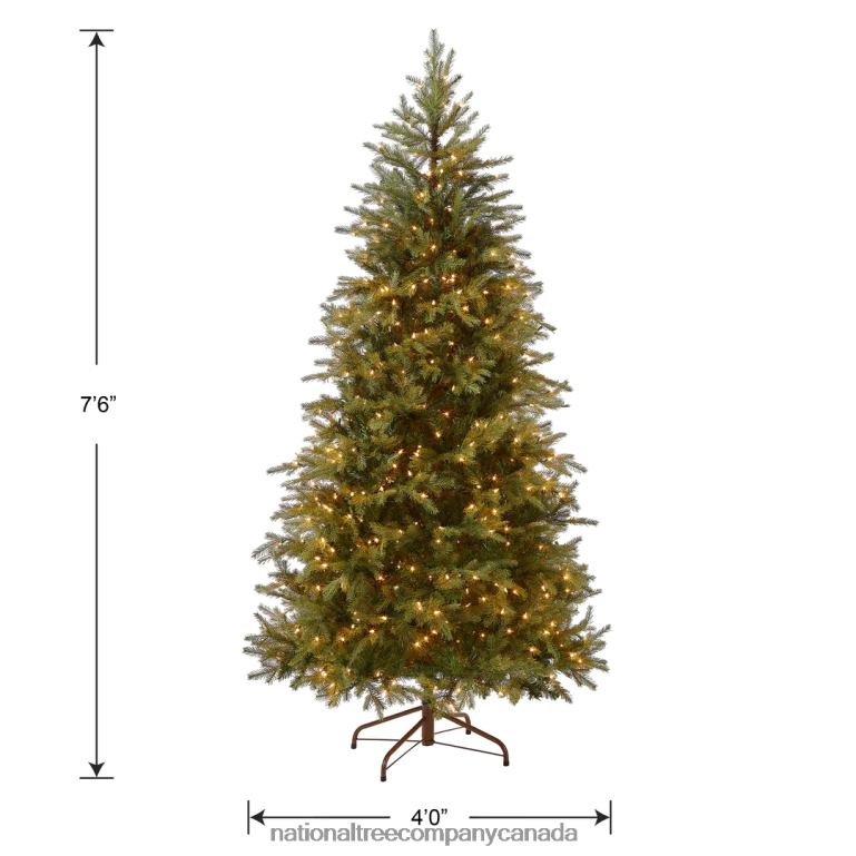 National Tree Company Pre-Lit \Feel Real\ Artificial Slim Christmas Tree Green Nordic Spruce White Lights Includes Stand 75 feet 68R089