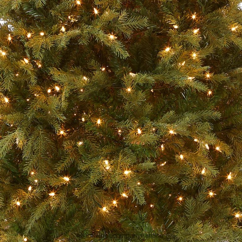 National Tree Company Pre-Lit \Feel Real\ Artificial Slim Christmas Tree Green Nordic Spruce White Lights Includes Stand 75 feet 68R089