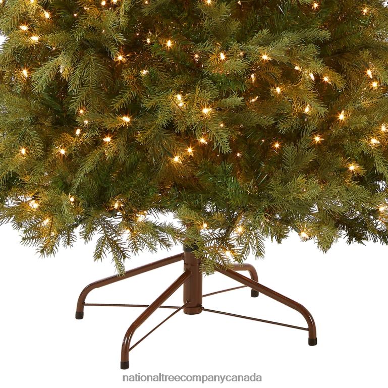National Tree Company Pre-Lit \Feel Real\ Artificial Slim Christmas Tree Green Nordic Spruce White Lights Includes Stand 75 feet 68R089