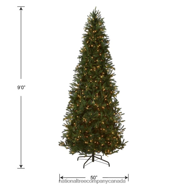 National Tree Company Pre-Lit \Feel Real\ Artificial Slim Christmas Tree Green Tiffany Fir White Lights Includes Stand 9 Feet 68R08139