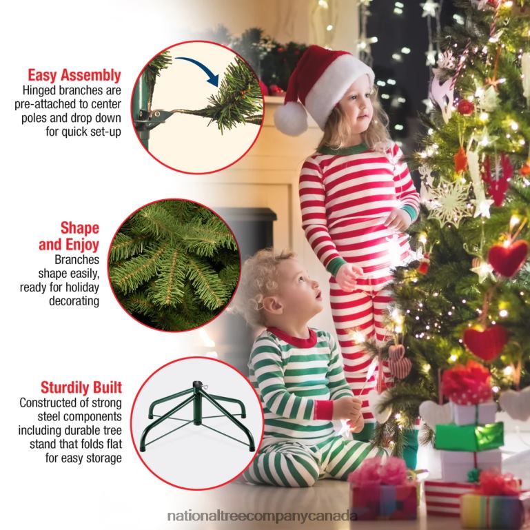 National Tree Company Pre-Lit \Feel Real\ Artificial Slim Christmas Tree Green Tiffany Fir White Lights Includes Stand 9 Feet 68R08139