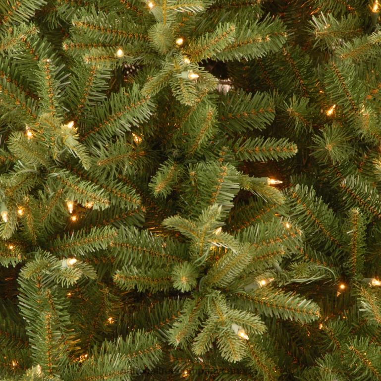 National Tree Company Pre-Lit \Feel Real\ Artificial Slim Christmas Tree Green Tiffany Fir White Lights Includes Stand 9 Feet 68R08139