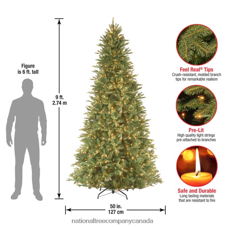 National Tree Company Pre-Lit \Feel Real\ Artificial Slim Christmas Tree Green Tiffany Fir White Lights Includes Stand 9 Feet 68R08139
