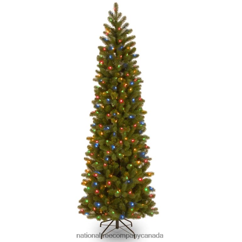 National Tree Company Pre-Lit \Feel Real\ Artificial Slim Downswept Christmas Tree Green Douglas Fir Dual Color LED Lights Includes PowerConnect and Stand 75 feet 68R081