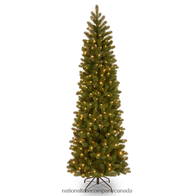National Tree Company Pre-Lit Feel Real Artificial Slim Downswept Christmas Tree Green Douglas Fir White Lights Includes Stand 65 feet 68R0866