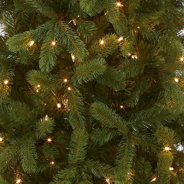 National Tree Company Pre-Lit \Feel Real\ Artificial Slim Downswept Christmas Tree Green Douglas Fir White Lights Includes Stand 65 feet 68R0866