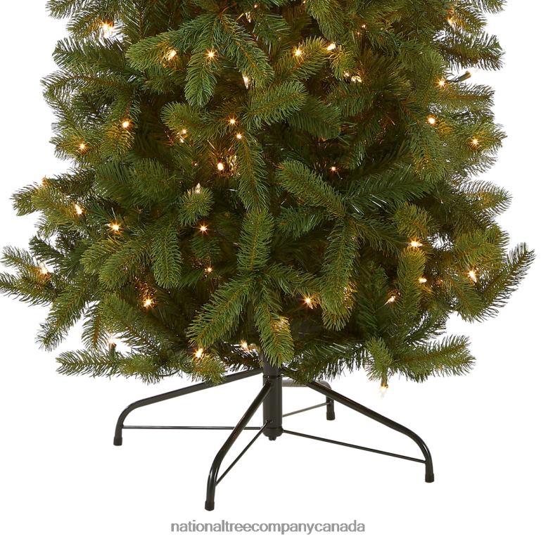 National Tree Company Pre-Lit \Feel Real\ Artificial Slim Downswept Christmas Tree Green Douglas Fir White Lights Includes Stand 65 feet 68R0866