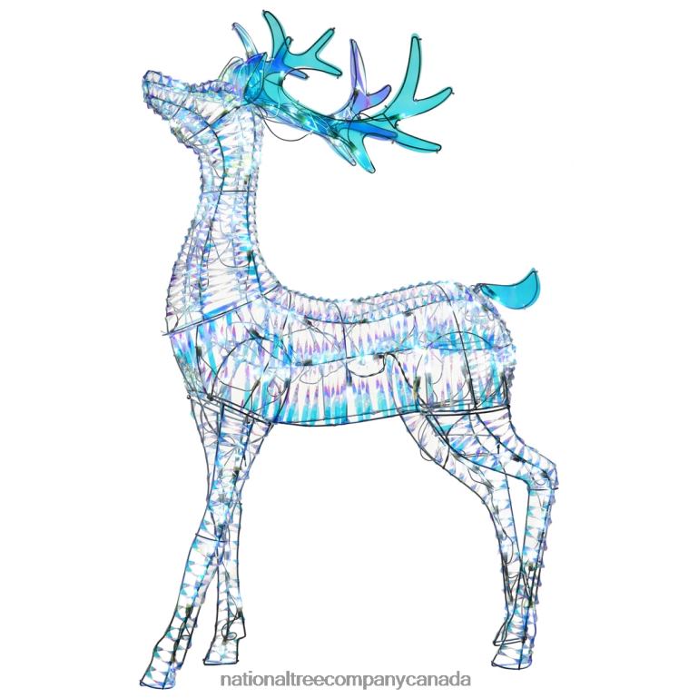 National Tree Company Pre Lit Iridescent Reindeer Decoration Cool White LED Lights Plug In Christmas Collection 48 Inches 68R08596