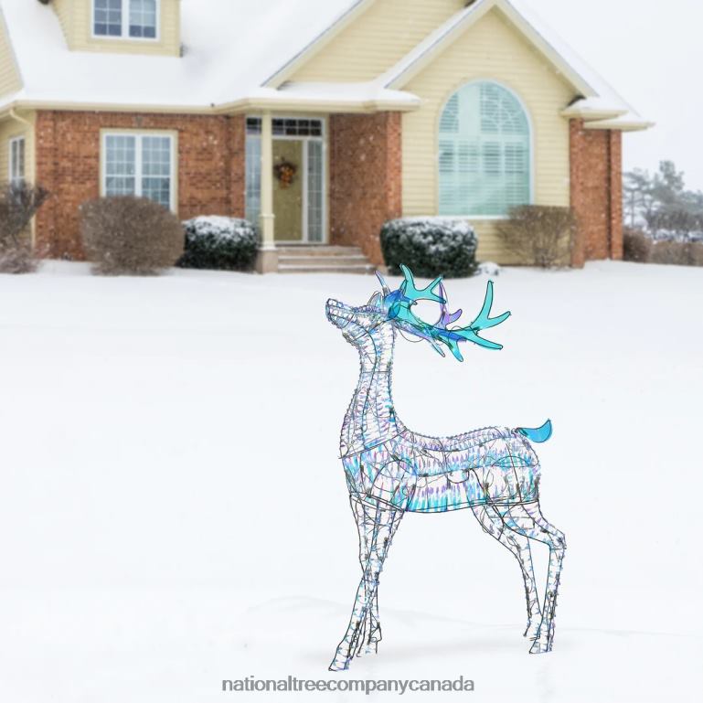 National Tree Company Pre Lit Iridescent Reindeer Decoration Cool White LED Lights Plug In Christmas Collection 48 Inches 68R08596