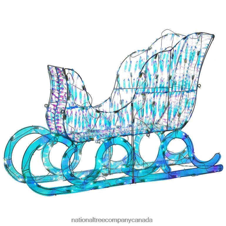 National Tree Company Pre Lit Iridescent Santa Sleigh Decoration Strung with 105 Cool White LED Lights Plug In Christmas Collection 26 Inches 68R08620