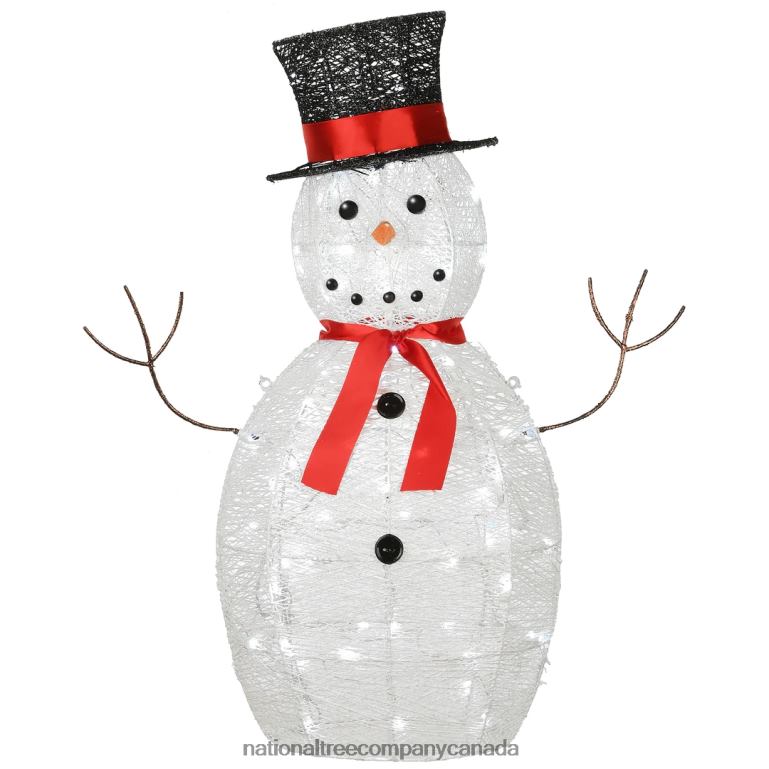 National Tree Company Pre Lit Sisal Snowman Decoration Cool White LED Lights Plug In Christmas Collection 36 Inches 68R08637