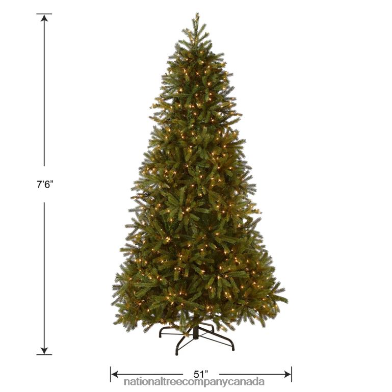 National Tree Company Pre-Lit Slim Artificial Christmas Tree Green Jersey Fraser Fir \Feel Real\ White Lights Includes Stand 75 Feet 68R083