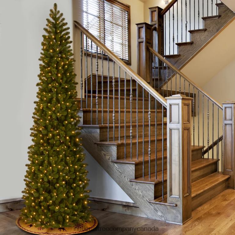 National Tree Company Pre-lit \Feel Real\ Artificial Giant Slim Downswept Christmas Tree Green Douglas Fir Dual Color LED Lights Includes PowerConnect and Stand 12 feet 68R087