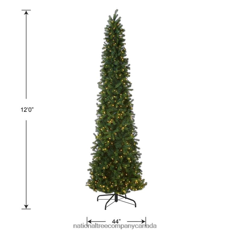 National Tree Company Pre-lit \Feel Real\ Artificial Giant Slim Downswept Christmas Tree Green Douglas Fir Dual Color LED Lights Includes PowerConnect and Stand 12 feet 68R087