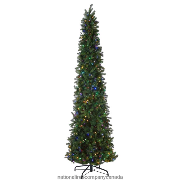 National Tree Company Pre-lit \Feel Real\ Artificial Giant Slim Downswept Christmas Tree Green Douglas Fir Dual Color LED Lights Includes PowerConnect and Stand 12 feet 68R087