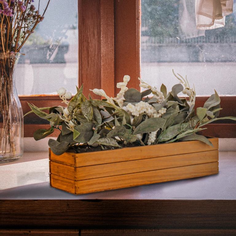 National Tree Company Rectangular Planter Box with Christmas Greenery White Berries 22 in 68R08491