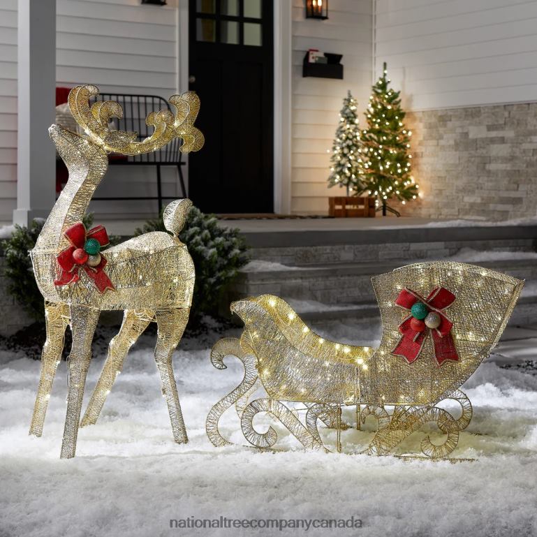 National Tree Company Reindeer and Santas Sleigh with LED Lights 68R08594