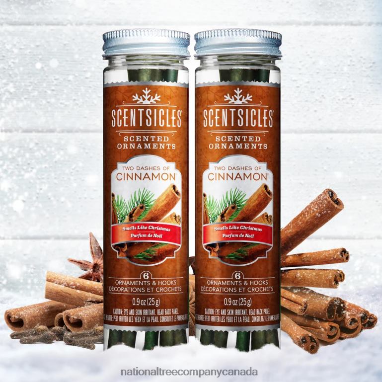 National Tree Company Scented Ornaments 2-Pack- 6ct Bottle 2 Dashes of Cinnamon Fragrance-Infused Paper Sticks 68R08546