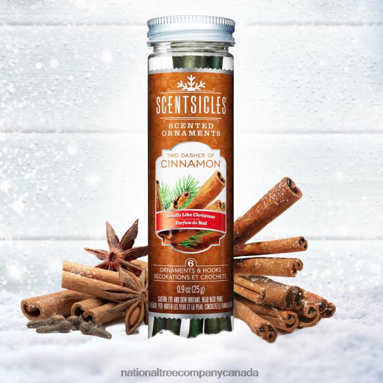 National Tree Company Scented Ornaments 2-Pack- 6ct Bottle 2 Dashes of Cinnamon Fragrance-Infused Paper Sticks 68R08546