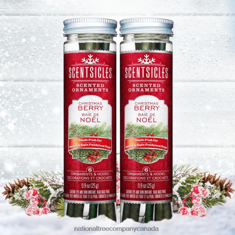 National Tree Company Scented Ornaments 2-Pack- 6ct Bottle Christmas Berry Fragrance-Infused Paper Sticks 68R08549