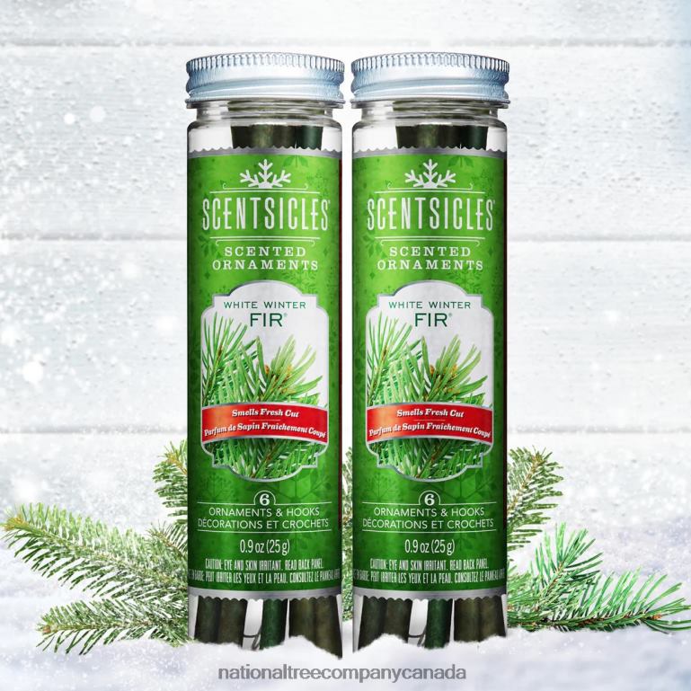 National Tree Company Scented Ornaments 2 Pack- 6ct Bottle White Winter Fir Fragrance-Infused Paper Sticks 68R08541