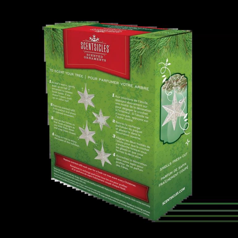 National Tree Company Scentsicles Decorative Ornament Metal White Star White Winter Fir with Refill 68R08548