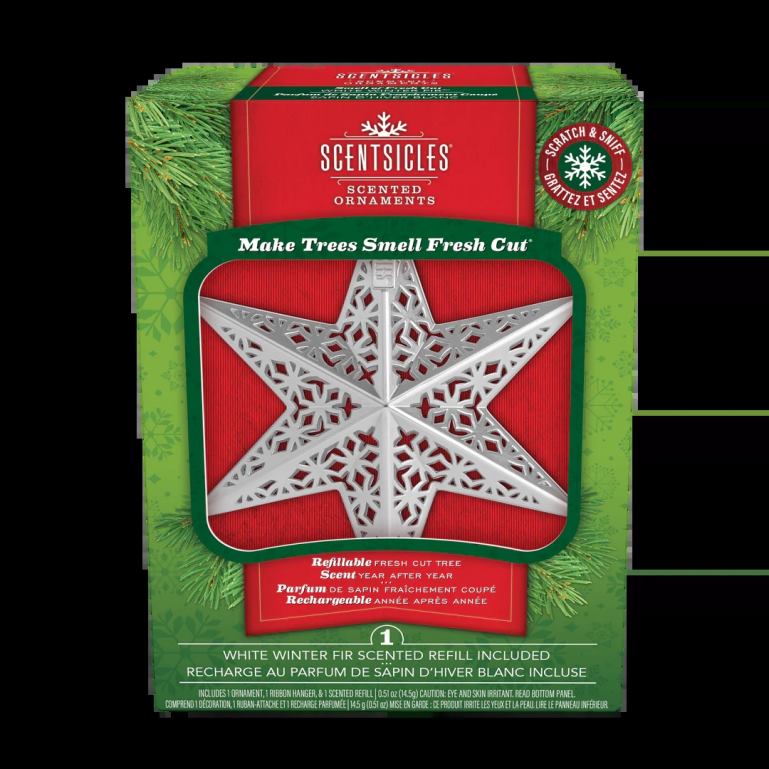 National Tree Company Scentsicles Decorative Ornament Metal White Star White Winter Fir with Refill 68R08548