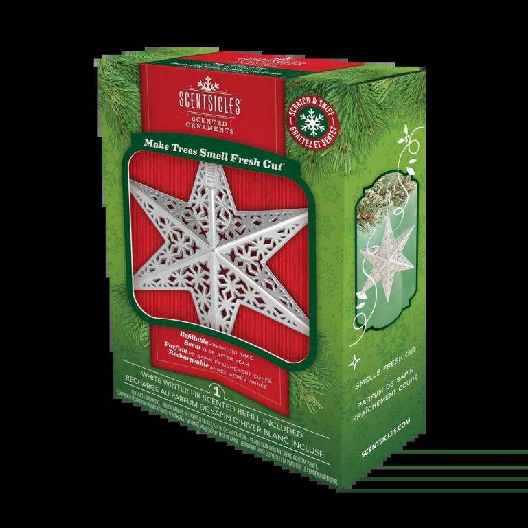 National Tree Company Scentsicles Decorative Ornament Metal White Star White Winter Fir with Refill 68R08548