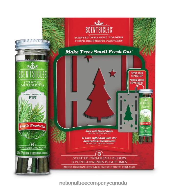 National Tree Company Scentsicles Trio Ornament Set of 3 Bottle 6pc Stick White Winter Fir 68R08547
