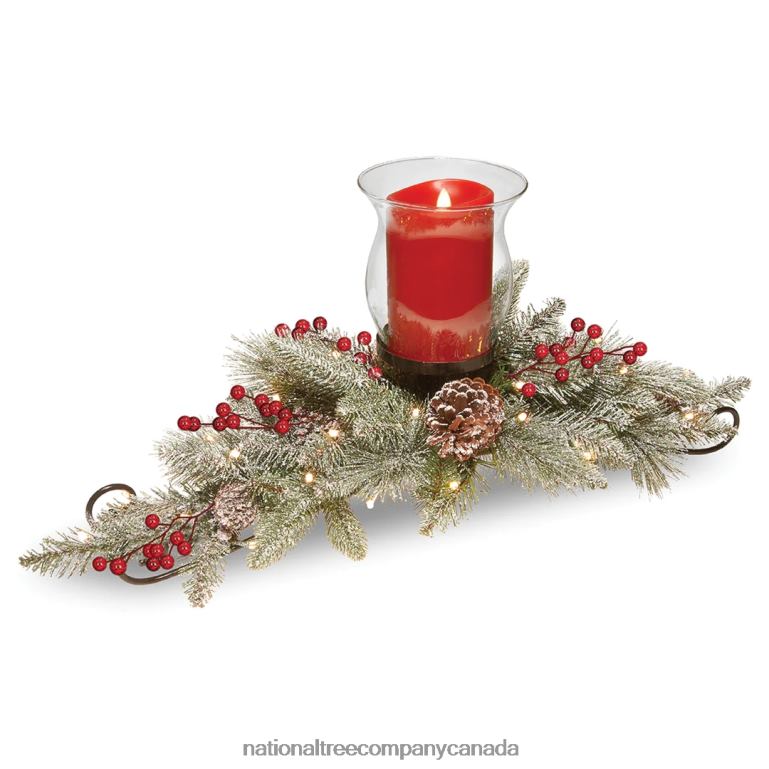National Tree Company Snowy Bristle Berry Candleholder Centerpieces 68R08503