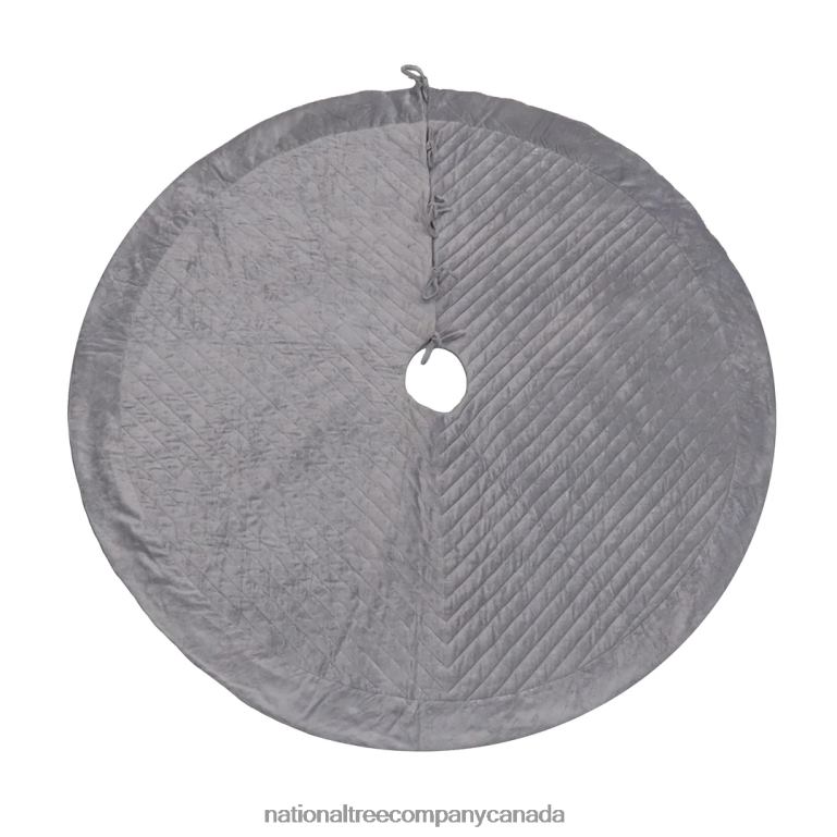 National Tree Company 60" HGTV Home Collection Quilted Velvet Tree Skirt, Silver 68R08576