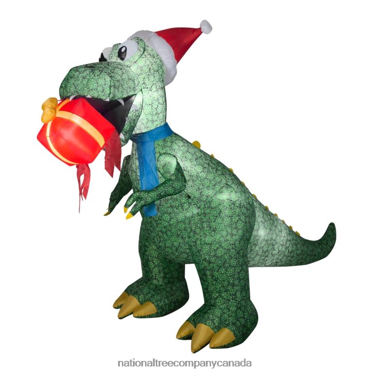 National Tree Company Inflatable Tyrannosaurus Rex with Gift, LED Lights, Plug In, Christmas Collection, 9.5 Feet 68R08663
