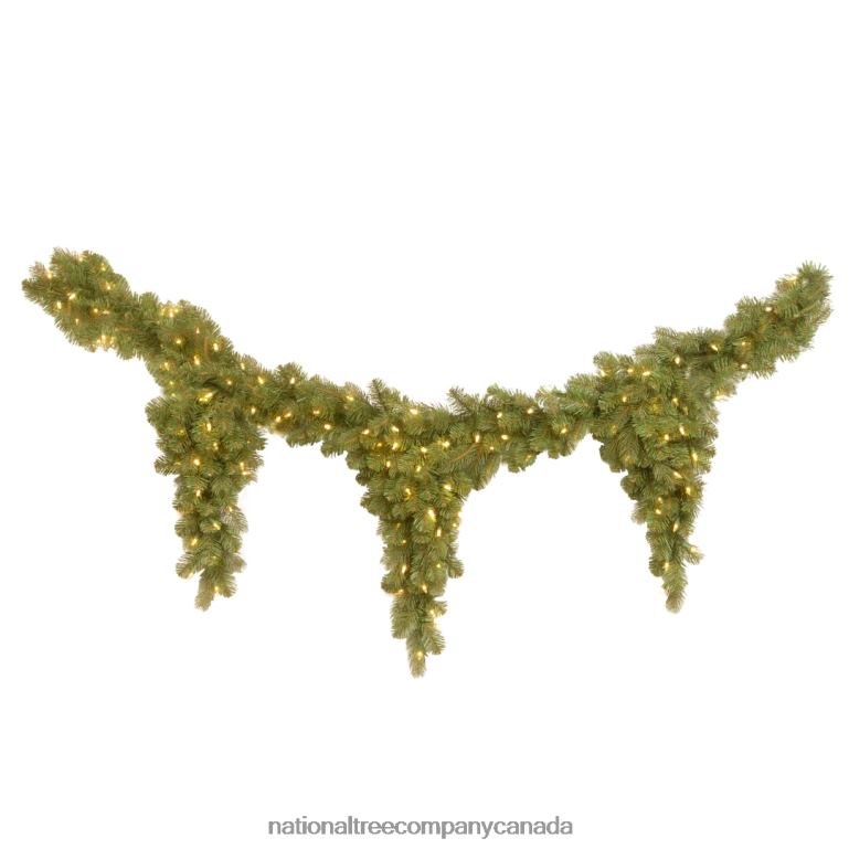 National Tree Company Pre-Lit Artificial Christmas Teardrop Garland, Green, Downswept Douglas Fir, White Lights, Plug In, Christmas Collection, 9 Feet 68R08485