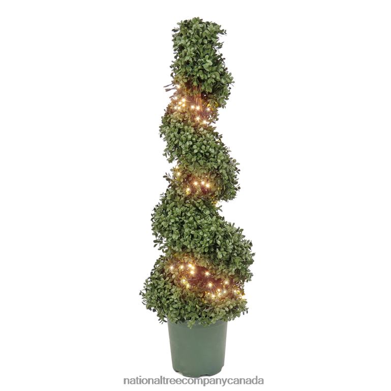 National Tree Company Pre-Lit Artificial Christmas Topiary Boxwood Spiral, with Warm White LED Lights, Battery Powered, 44 in 68R08193