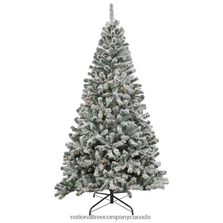 National Tree Company 7.5 Feet Pre-lit Artificial Frosted Bonnyville Spruce Hinged Tree, 700 Clear Lights- UL 68R0890