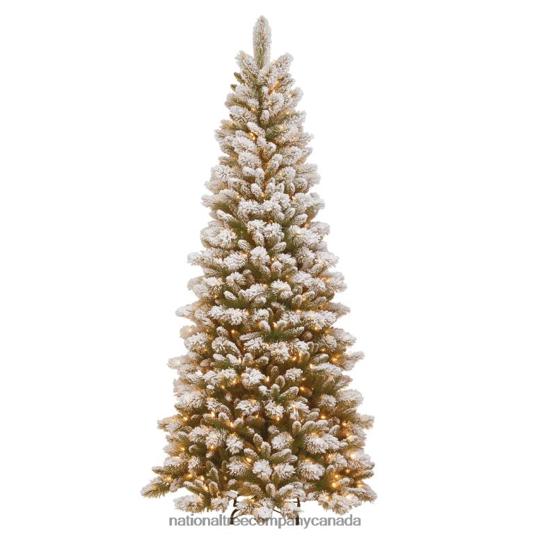 National Tree Company 7.5 ft. Snowy Westwood Slim Pine Tree with Clear Lights 68R08103