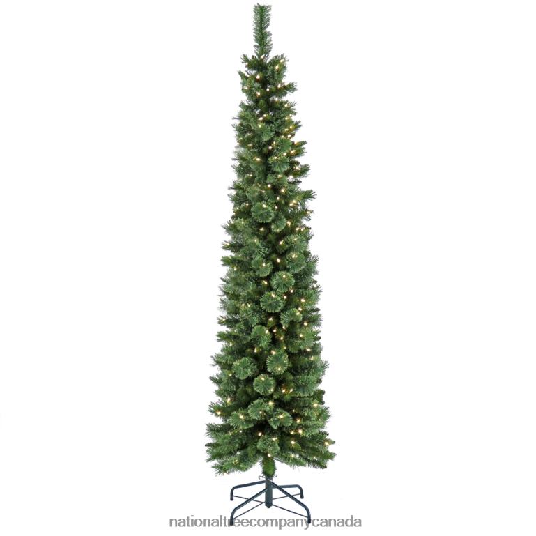 National Tree Company 7 ft. Pre-Lit Curtis Pine Pencil Slim Tree with LED Lights 68R0859