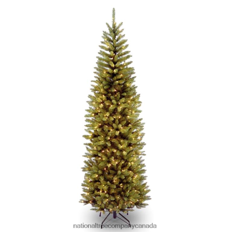 National Tree Company Artificial Pre-Lit Slim Christmas Tree, Green, Kingswood Fir, Dual Color LED Lights, Includes PowerConnect and Stand, 7 Feet 68R0823