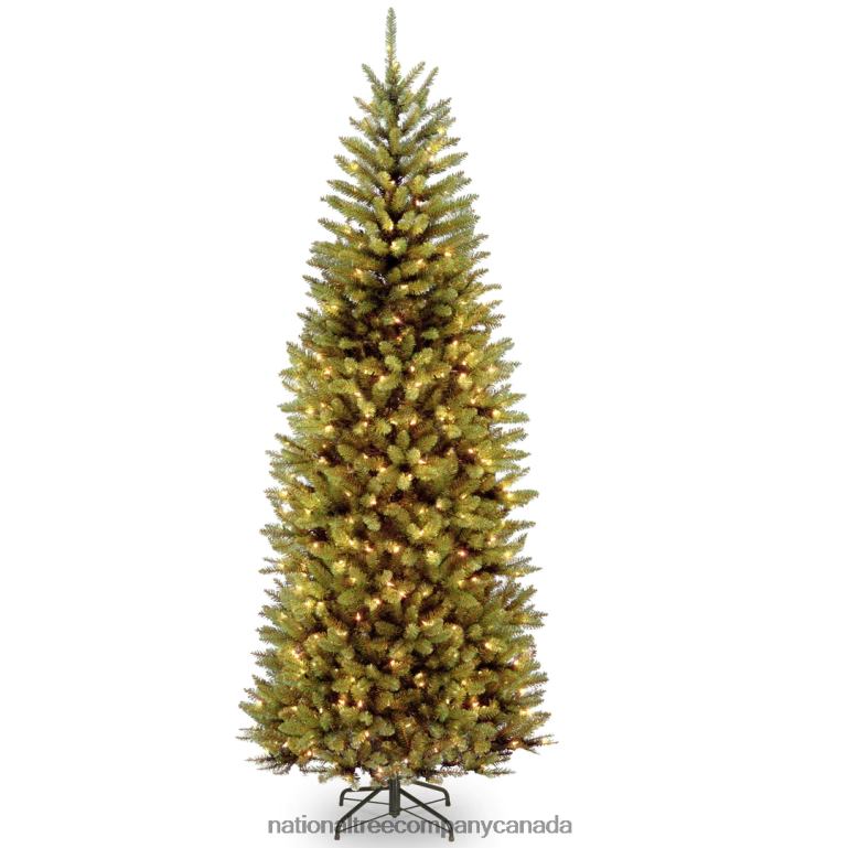 National Tree Company Artificial Pre-Lit Slim Christmas Tree, Green, Kingswood Fir, Dual Color LED Lights, Includes Stand, 7.5 Feet 68R08119