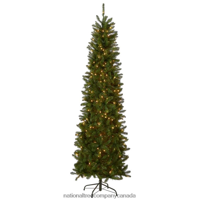 National Tree Company Artificial Pre-Lit Slim Christmas Tree, Green, Kingswood Fir, White Lights, Includes Stand, 7.5 Feet 68R0835
