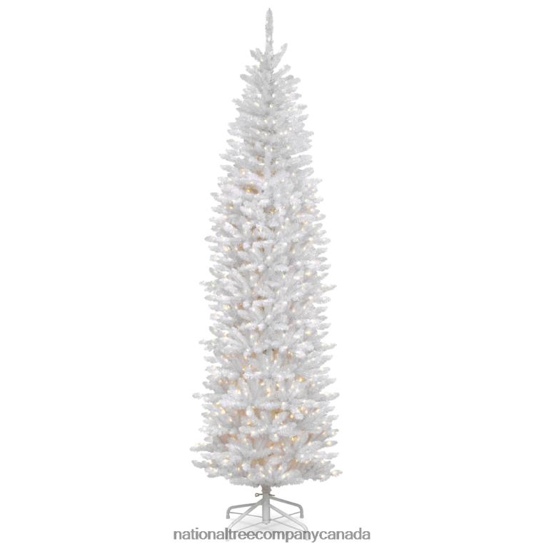National Tree Company Artificial Pre-Lit Slim Christmas Tree, White, Kingswood Fir, White Lights, Includes Stand, 7.5 Feet 68R08135