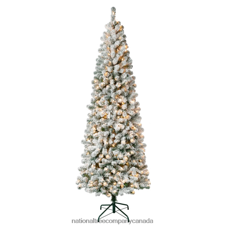 National Tree Company First Traditions Pre-Lit Acacia Flocked Tree Medium Christmas Tree, Clear Incandescent Lights, Plug In, 7.5 ft 68R08115