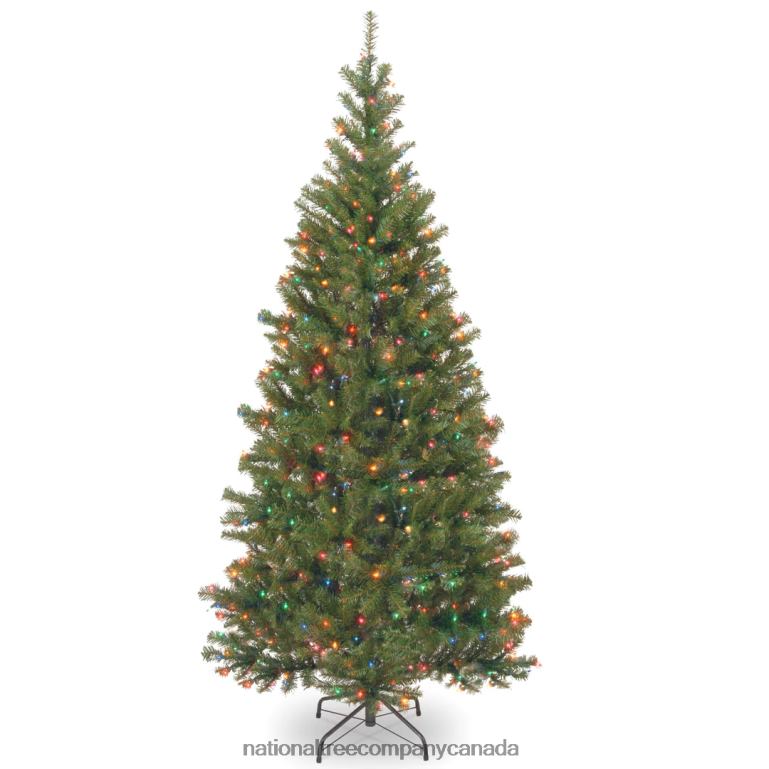 National Tree Company Pre-Lit Artificial Slim Christmas Tree, Green, Aspen Spruce, Multicolor Lights, Includes Stand, 7.5 Feet 68R08109