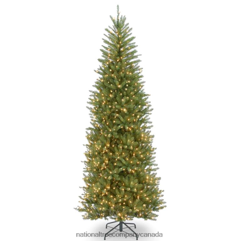 National Tree Company Pre-Lit Artificial Slim Christmas Tree, Green, Dunhill Fir, White Lights, Includes Stand, 9 Feet 68R0898