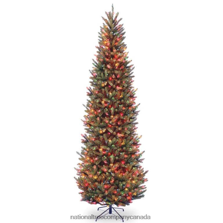 National Tree Company Pre-Lit Artificial Slim Christmas Tree, Green, Natural Fraser Fir, Multicolor Lights, Includes Stand, 9 Feet 68R0849