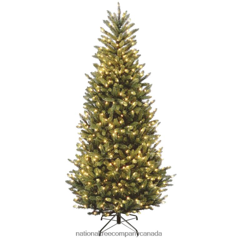 National Tree Company Pre-Lit Artificial Slim Christmas Tree, Green, Natural Fraser Fir, White Lights, Includes Stand, 7.5 Feet 68R0858
