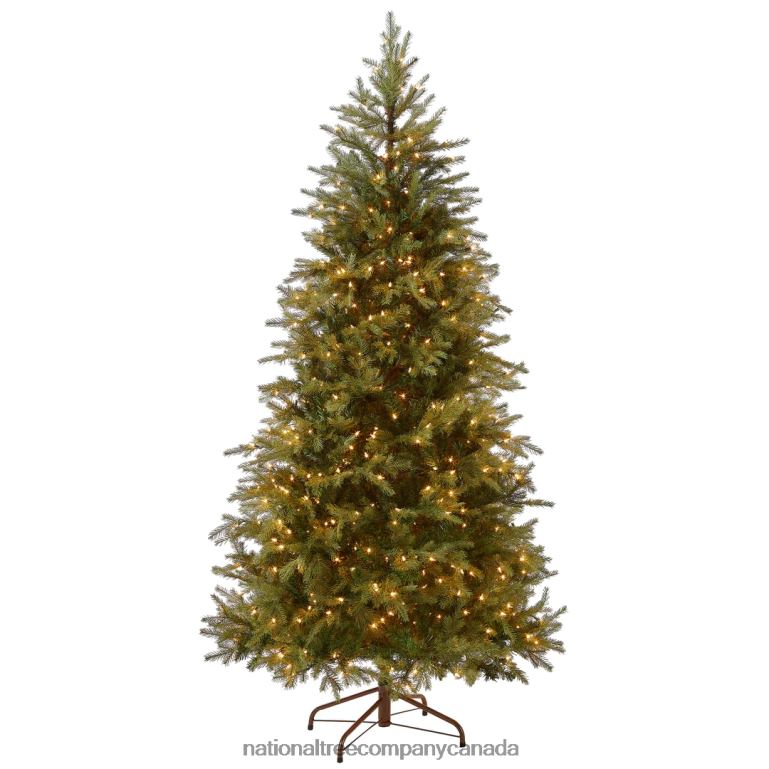 National Tree Company Pre-Lit 'Feel Real' Artificial Slim Christmas Tree, Green, Nordic Spruce, White Lights, Includes Stand, 7.5 feet 68R089