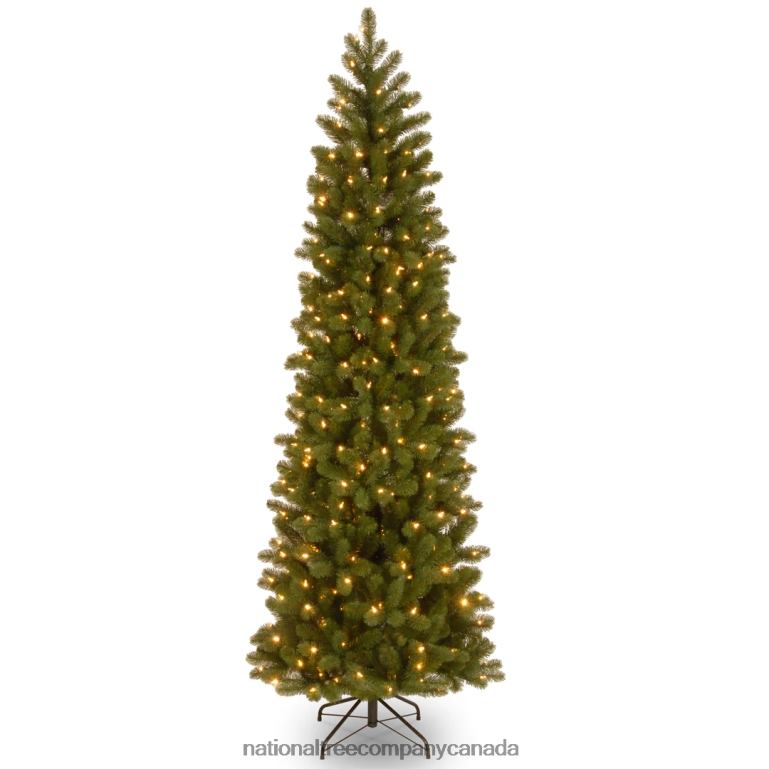 National Tree Company Pre-Lit 'Feel Real' Artificial Slim Downswept Christmas Tree, Green, Douglas Fir, White Lights, Includes Stand, 7.5 feet 68R0811