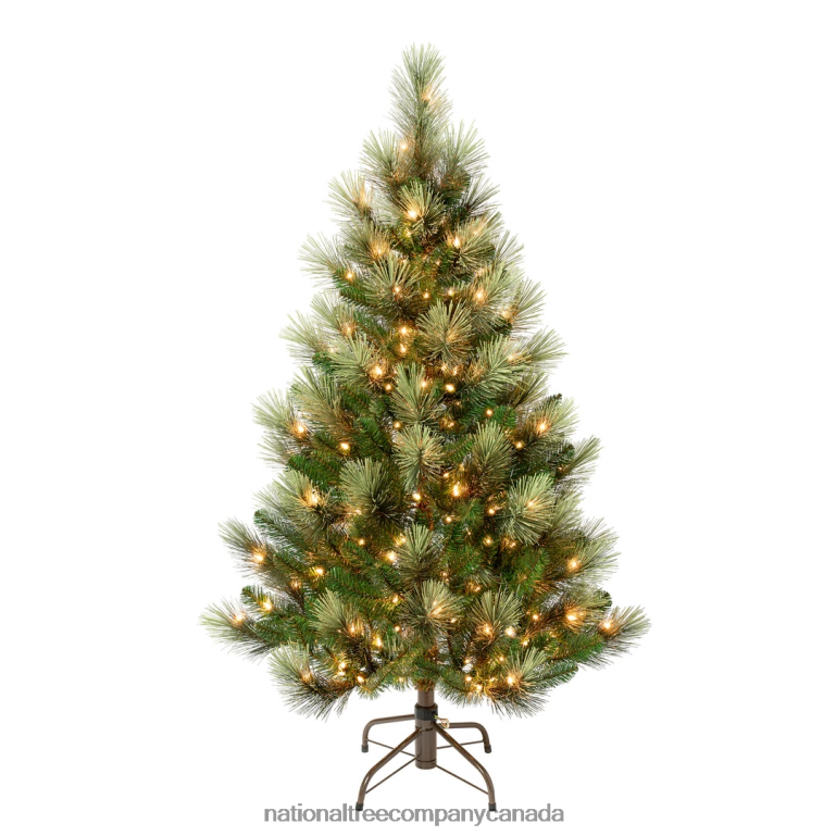 National Tree Company First Traditions Pre-Lit Charleston Pine Snowy Slim Christmas Tree, Clear Incandescent Lights, Plug In, 4.5 ft 68R08217